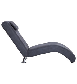 Chaise longue avec oreiller Gris Similicuir daim