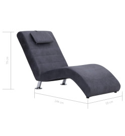 Chaise longue avec oreiller Gris Similicuir daim