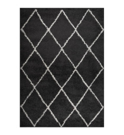 Tapis shaggy à poils longs Crème et anthracite 120x170 cm