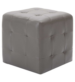 2 pcs Poufs Gris 30 x 30 x 30 cm Similicuir