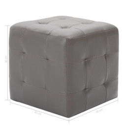 2 pcs Poufs Gris 30 x 30 x 30 cm Similicuir