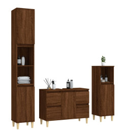 Ensemble de meubles de salle de bain 3 pcs Chêne marron