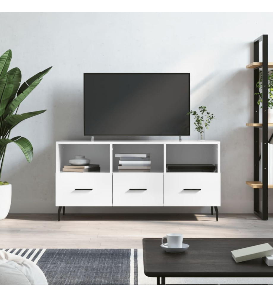 Meuble TV Blanc brillant 102x36x50 cm Bois d'ingénierie