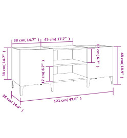 Armoire à disques blanc brillant 121x38x48 cm bois d'ingénierie