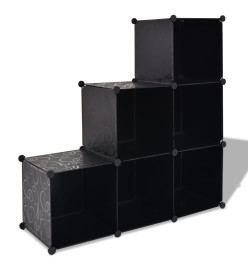 Organisateur de rangement cube avec 6 compartiments Noir