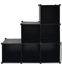 Organisateur de rangement cube avec 6 compartiments Noir