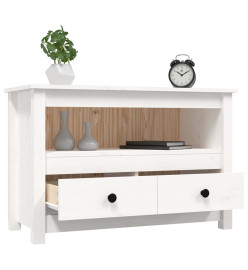 Meuble TV Blanc 79x35x52 cm Bois de pin massif