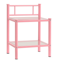 Table de chevet Rose/transparent 45x34,5x60,5 cm Métal et verre