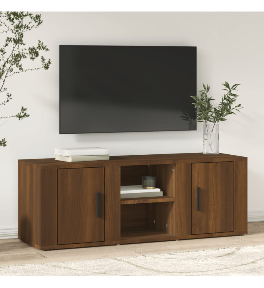 Meuble TV Chêne marron 100x31,5x35 cm Bois d'ingénierie