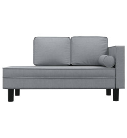 Chaise longue avec coussins et traversin gris clair tissu