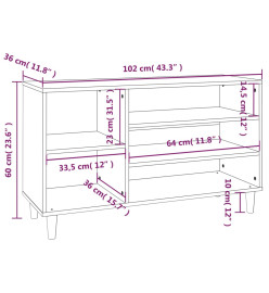 Armoire à chaussures Sonoma gris 102x36x60 cm Bois d'ingénierie