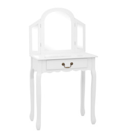 Coiffeuse et tabouret Blanc 65x36x128 cm Bois de paulownia MDF