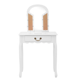 Coiffeuse et tabouret Blanc 65x36x128 cm Bois de paulownia MDF