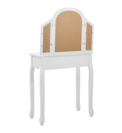 Coiffeuse et tabouret Blanc 65x36x128 cm Bois de paulownia MDF