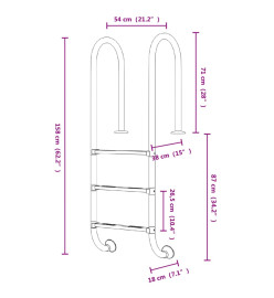 Échelle de piscine 54x38x158 cm acier inoxydable 304