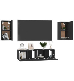 Ensemble de meubles TV 4 pcs Noir Aggloméré