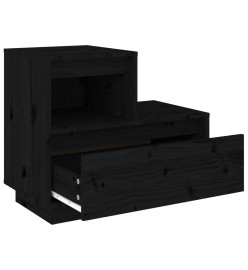 Table de chevet Noir 60x34x51 cm Bois de pin solide