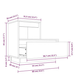 Table de chevet Noir 60x34x51 cm Bois de pin solide