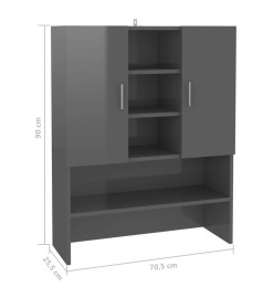 Meuble pour machine à laver Gris brillant 70,5x25,5x90 cm