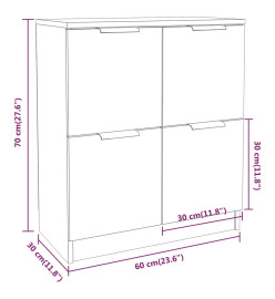 Buffets 2 pcs Blanc Brillant 60x30x70 cm Bois d'ingénierie