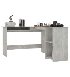 Bureau d'angle en forme de L Gris Béton 120x140x75 cm Aggloméré