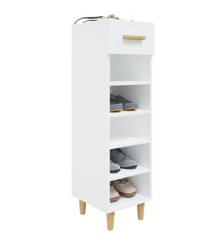 Armoire à chaussure Blanc brillant 30x35x105 cm Bois ingénierie