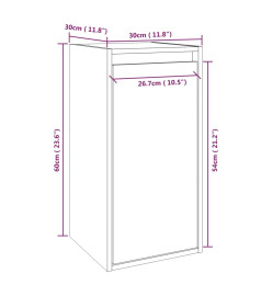 Armoire murale Gris 30x30x60 cm Bois de pin massif