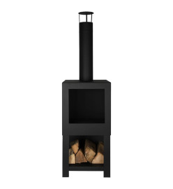 Esschert Design Cheminée d'extérieur avec rangement de bois Noir FF410