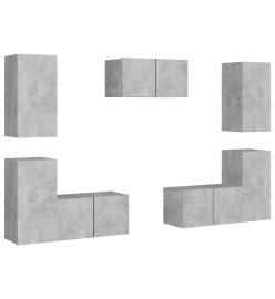 Ensemble de meubles TV 7 pcs Gris béton Aggloméré