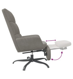 Chaise de relaxation avec repose-pied Gris clair Velours