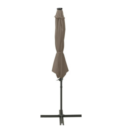 Parasol déporté avec mât et lumières LED Taupe 300 cm