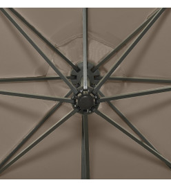 Parasol déporté avec mât et lumières LED Taupe 300 cm