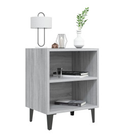 Tables de chevet pieds en métal 2 pcs Sonoma gris 40x30x50 cm