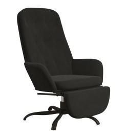 Chaise de relaxation avec repose-pied Noir Velours