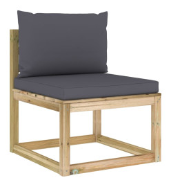 Canapé central de jardin avec coussins Bois imprégné de vert