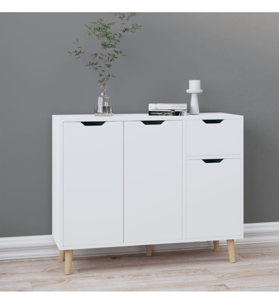 Buffet Blanc brillant 90x30x72 cm Aggloméré