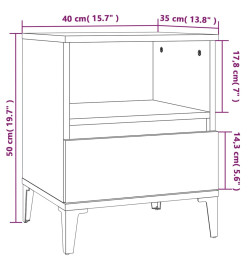 Table de chevet Chêne marron 40x35x50 cm