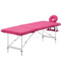 Table de massage pliable 4 zones Aluminium Rose