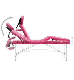 Table de massage pliable 4 zones Aluminium Rose