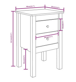 Table de chevet Marron miel 40x35x61,5 cm Bois de pin solide