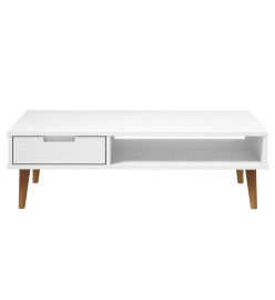 Table basse MOLDE Blanc 100x55x31 cm Bois de pin massif