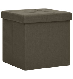 Tabouret de rangement pliable Marron foncé Faux lin