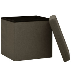 Tabouret de rangement pliable Marron foncé Faux lin