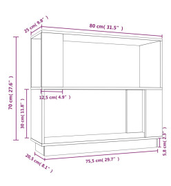 Bibliothèque/Séparateur de pièce Blanc 80x25x70 cm Pin solide