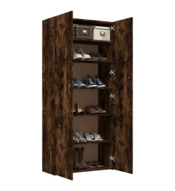 Armoire à chaussures Chêne fumé 80x35,5x180cm Bois d'ingénierie