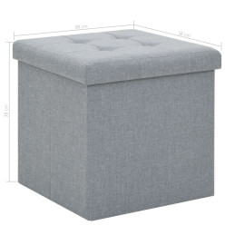 Tabouret de rangement pliable Gris clair Faux lin