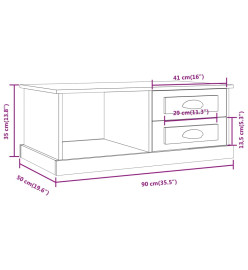 Table basse blanc 90x50x35 cm bois d'ingénierie