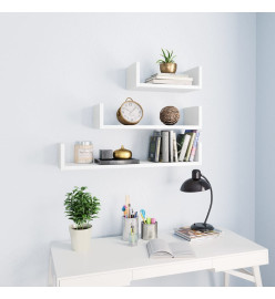Étagères murales 3 pcs Blanc Bois d'ingénierie