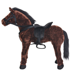 Jouet en peluche Cheval Marron foncé XXL