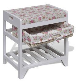 Banc de rangement avec étagère à chaussures et panier Paulownia